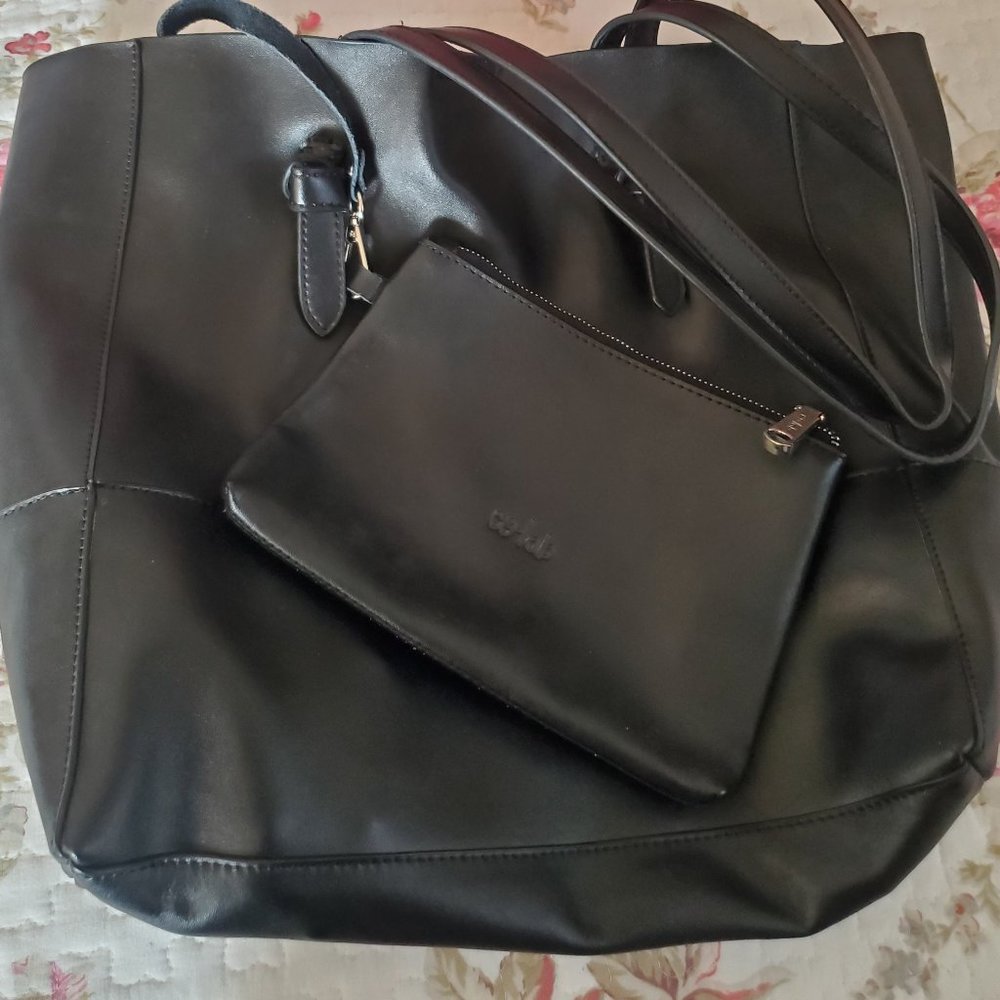 CO-LAB GENUINE LEATHER TOTE WITH WRISTLET-NWOT